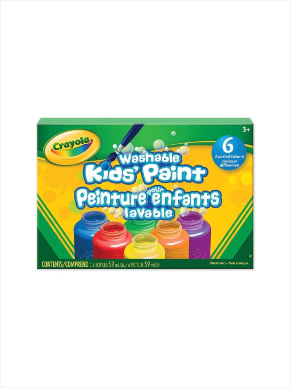 Crayola Washable Paint Jars 6 ct 59ml/Each(Made in USA) New in Box Add-On Item